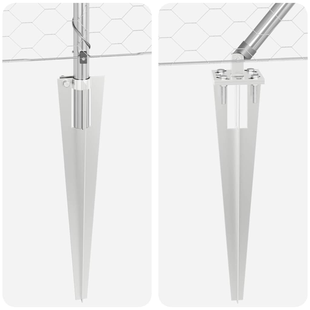 vidaXL Hexagonal Fence with Post 100 x 0.8 m Galvanised Steel Silver 6