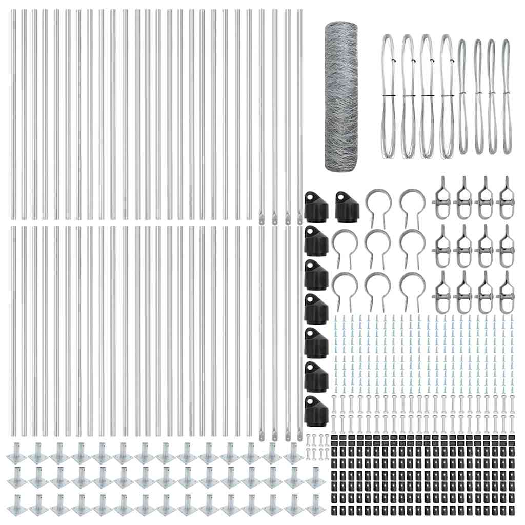 vidaXL Hexagonal Fence with Concrete Base 100 x 0.8 m Galvanised Steel 6