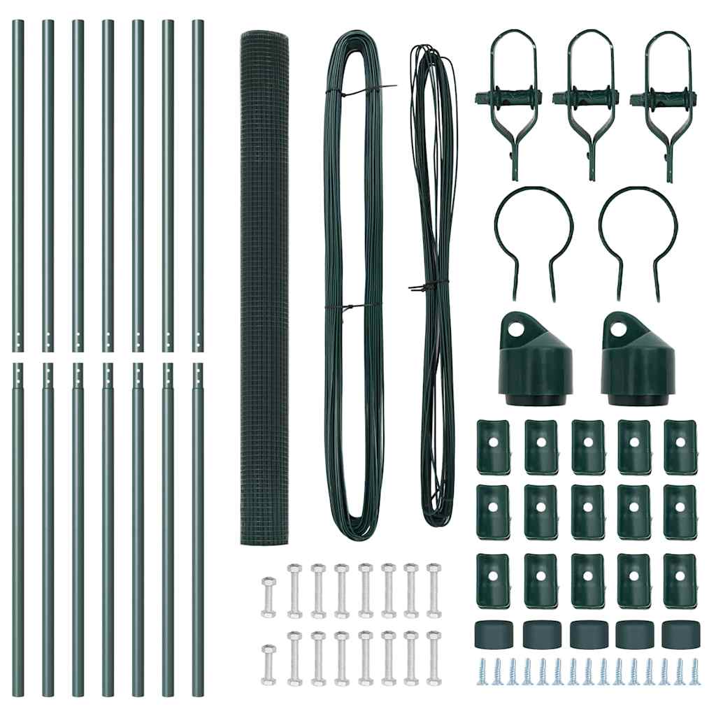 Welded Wire Fence Ground Fix 10 x 1 m PVC-Coated Steel Green mesh Size 2.5 x 2.5 cm mesh 1.5 m