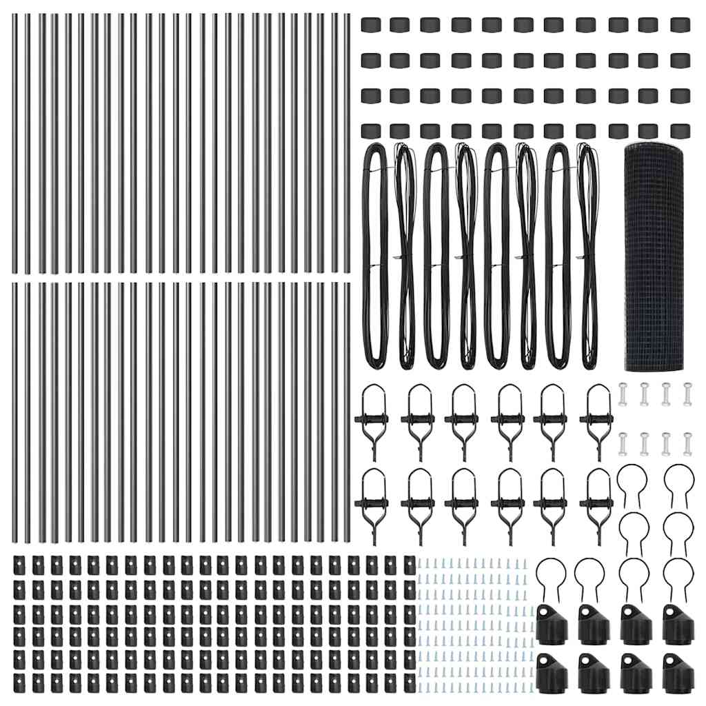 vidaXL Welded Wire Fence Ground Fix 100 x 0.8 m PVC-Coated Steel Grey 6