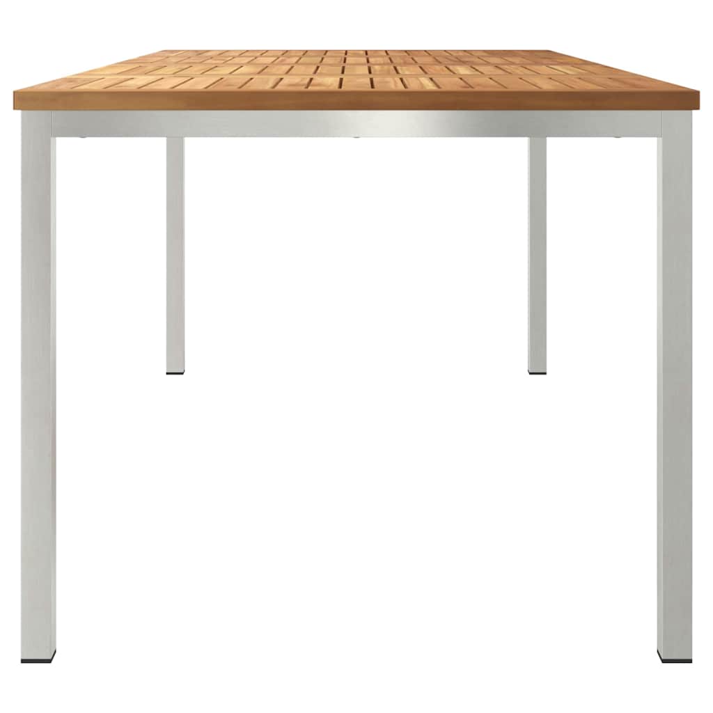 vidaXL Dining Table 180x90x75 cm Solid Teak Wood and Stainless Steel 6