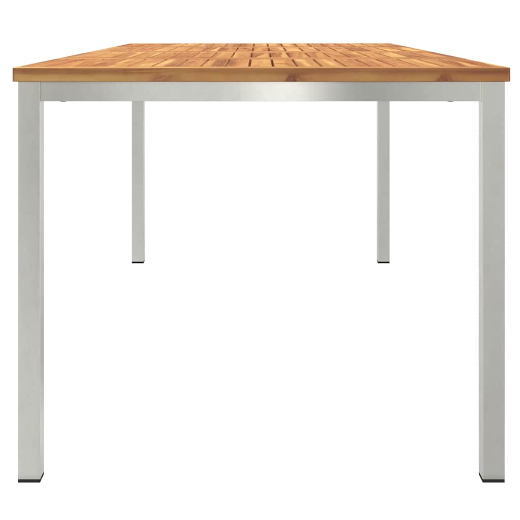 vidaXL Dining Table 200x90x75 cm Solid Acacia Wood and Stainless Steel 6