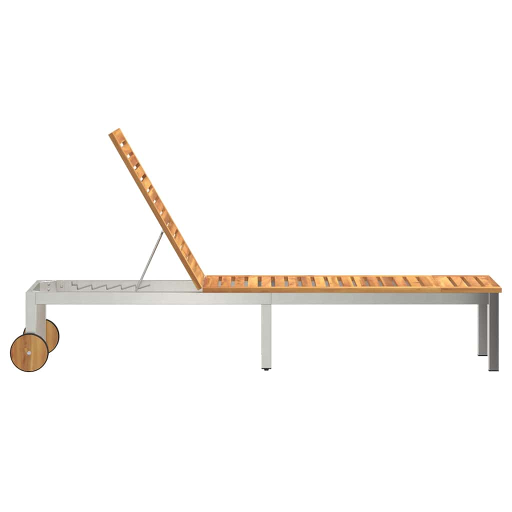 vidaXL Sun Lounger Solid Acacia Wood and Stainless Steel 6