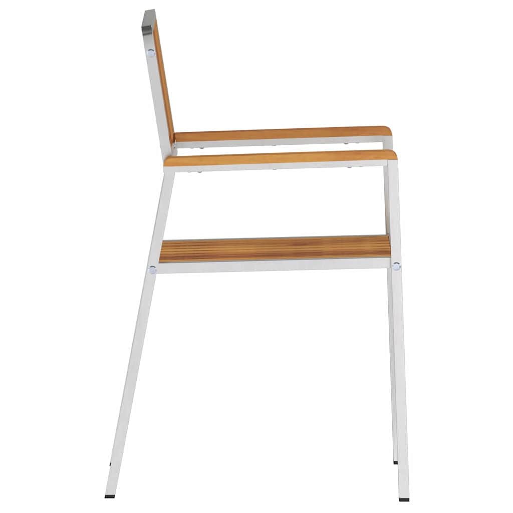vidaXL Garden Chair 4 pcs Solid Acacia Wood and Stainless Steel 6