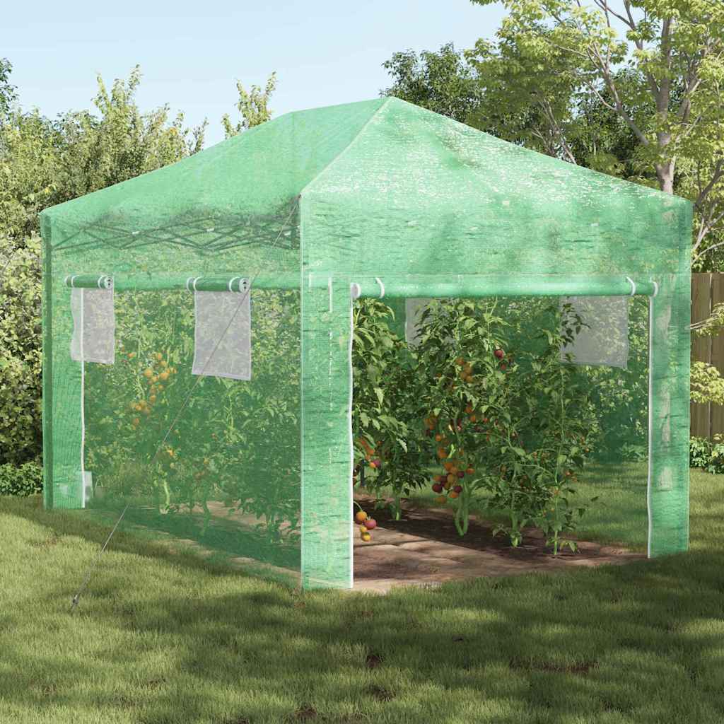 vidaXL Greenhouse with Pop-up Frame Green Iron