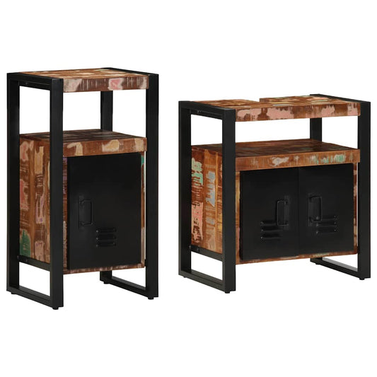 Bathroom Furniture Set 2 pcs Brown Solid reclaimed wood