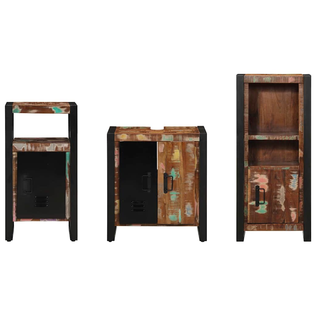 vidaXL Bathroom Furniture Set 3 pcs Multicolour and Black 6