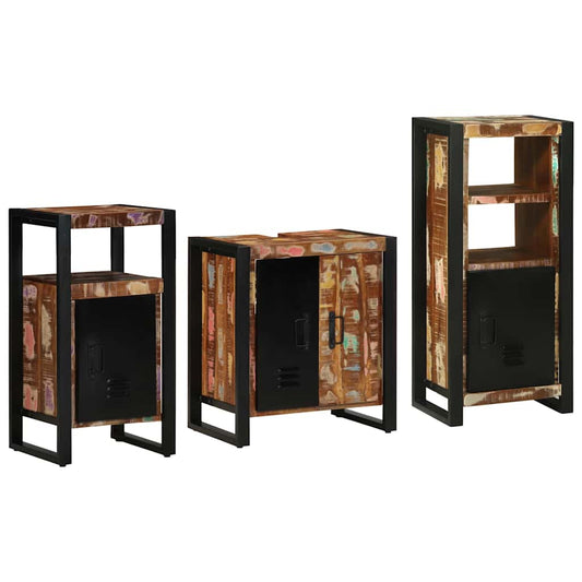 vidaXL Bathroom Furniture Set 3 pcs Multicolour and Black 2