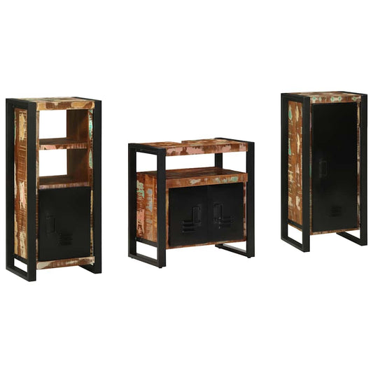 vidaXL Bathroom Furniture Set 3 pcs Multicolour and Black 2
