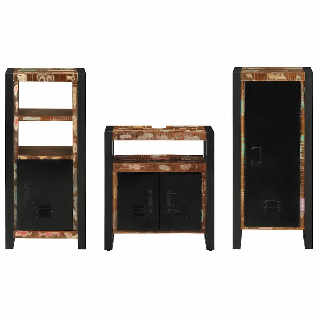 vidaXL Bathroom Furniture Set 3 pcs Multicolour and Black 6