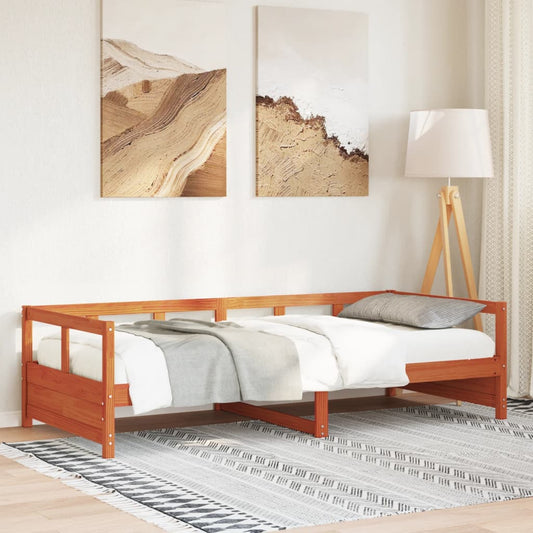 Daybed without Mattress Solid Wood Pine Wax brown 90 cm