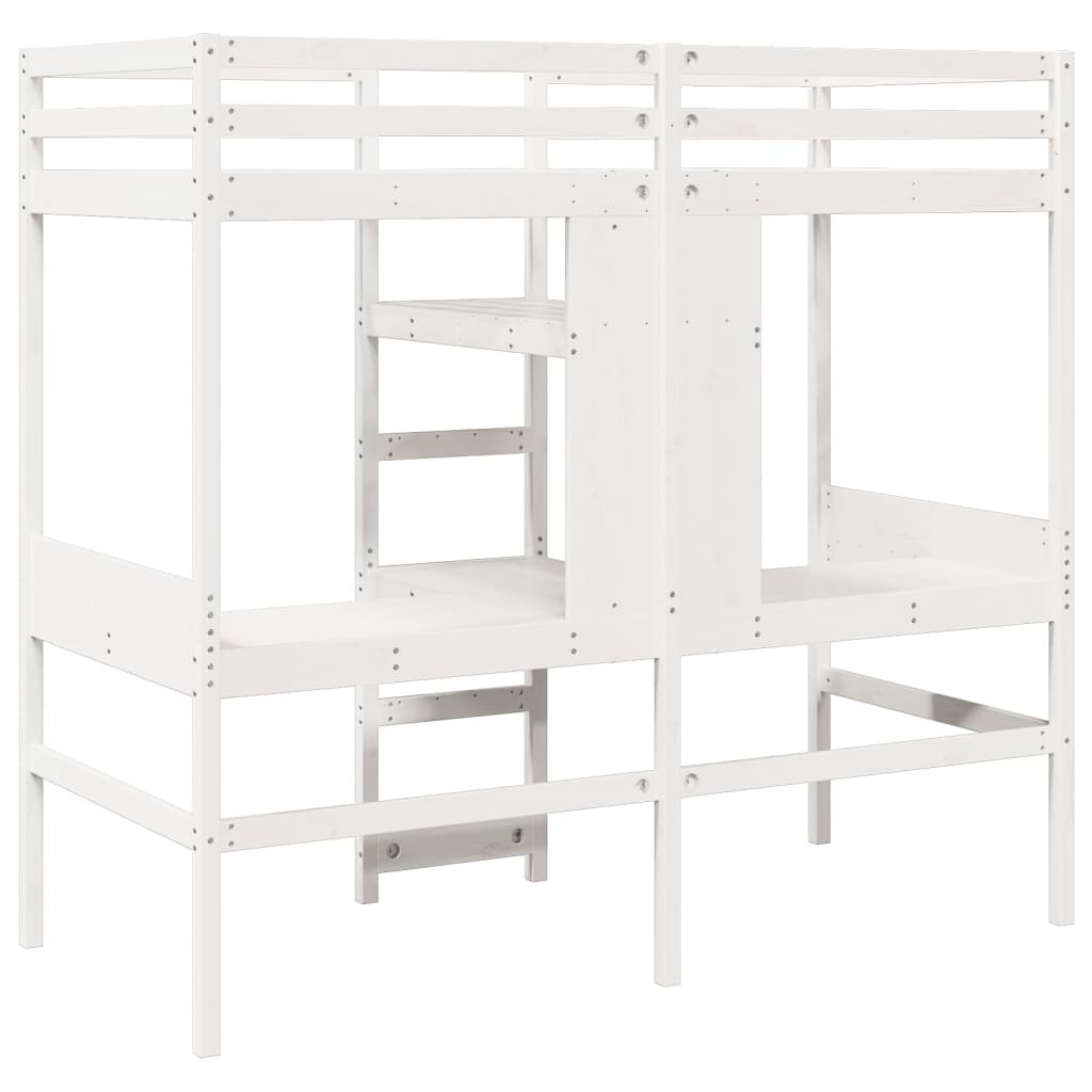 vidaXL Loft Bed Frame without Mattress White 80x200cm Solid Wood Pine 6