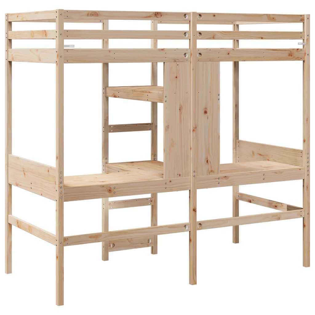 vidaXL Loft Bed Frame without Mattress 75x190cm Solid Wood Pine 6