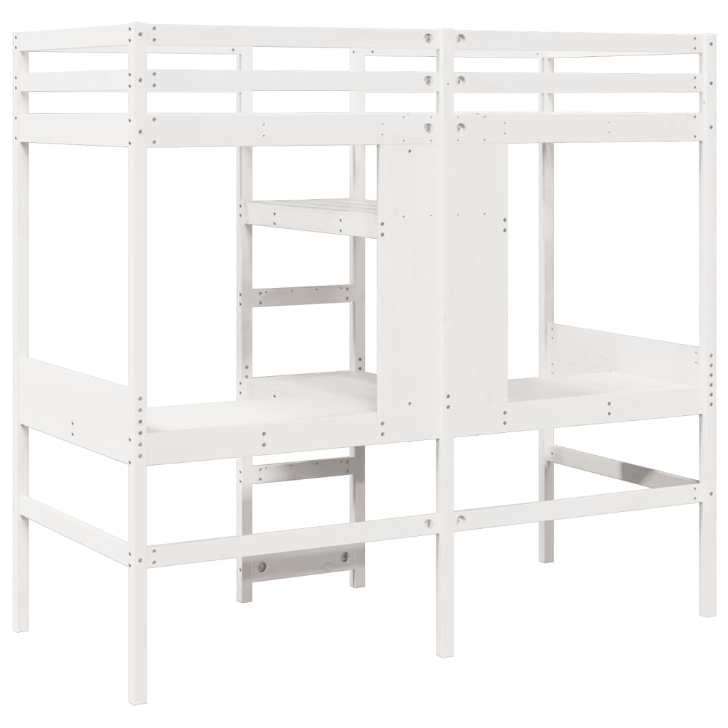 vidaXL Loft Bed Frame without Mattress White 75x190cm Solid Wood Pine 6