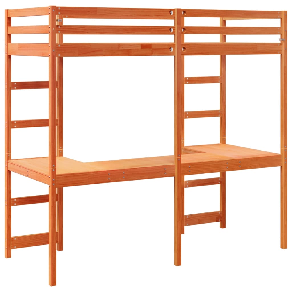 vidaXL Loft Bed Frame without Mattress Wax Brown 80x200 cm 6