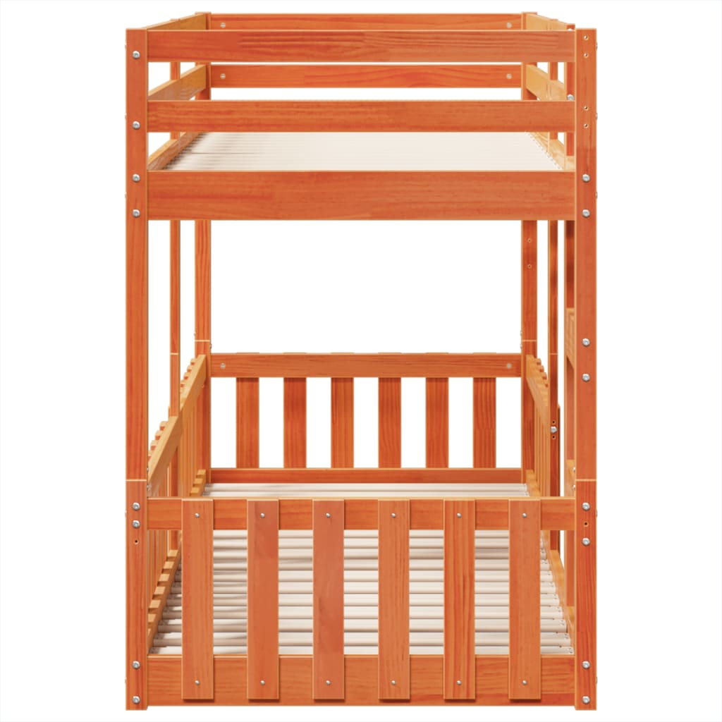 vidaXL Bunk Bed Wax Brown 80x200 cm Solid Wood Pine 6