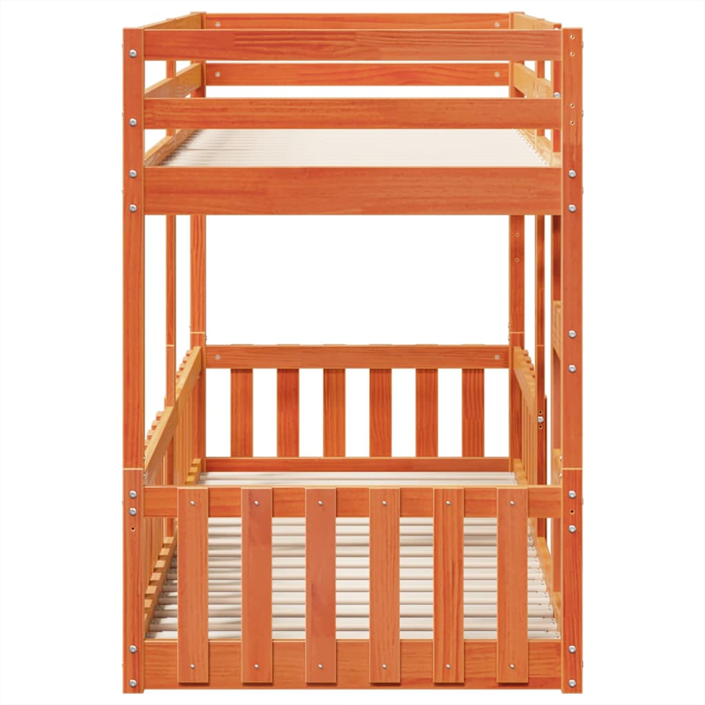 vidaXL Bunk Bed Wax Brown 90x200 cm Solid Wood Pine 6