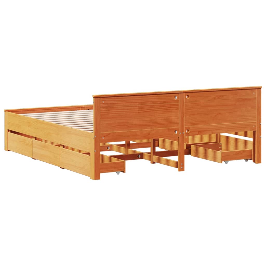 vidaXL Bed Frame without Mattress with Headboard Wax Brown 180x200 cm 6