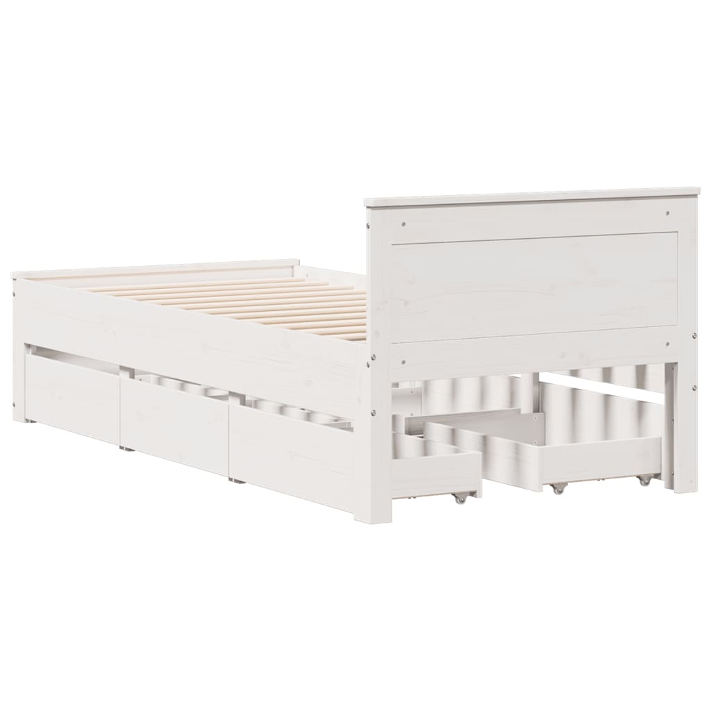vidaXL Bed Frame without Mattress with Headboard White 90x200 cm Solid Wood Pine 6