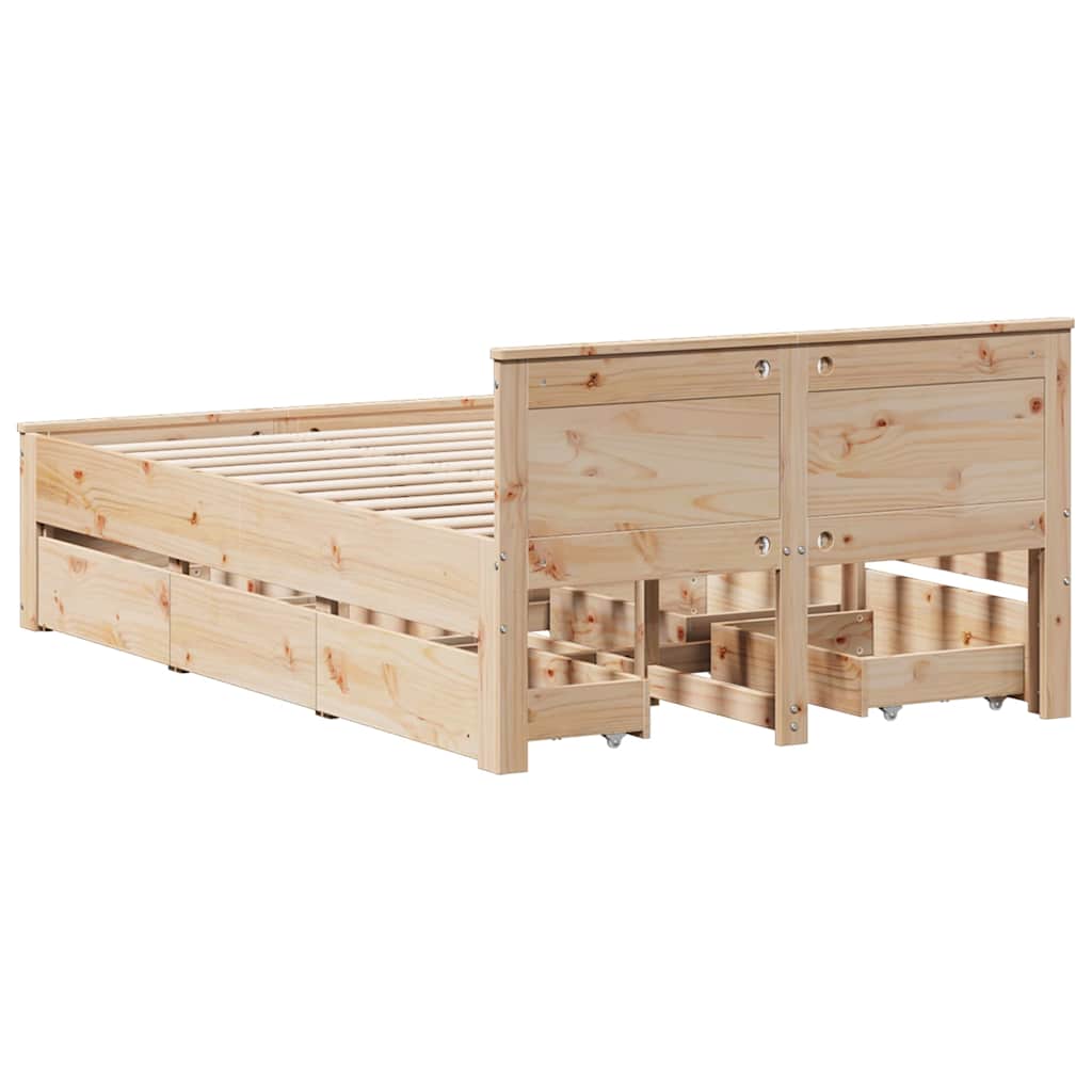 vidaXL Bed Frame without Mattress with Headboard 135x190 cm Double Solid Wood Pine 6
