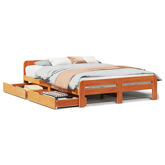 vidaXL Bed frame without Mattress Wax Brown 160x200 cm Solid Wood Pine 2