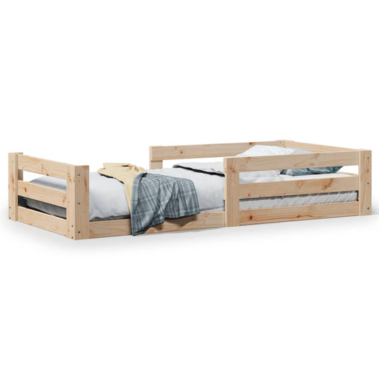 Bed Frame without Mattress Solid Wood Pine Natural 75 cm 190 cm