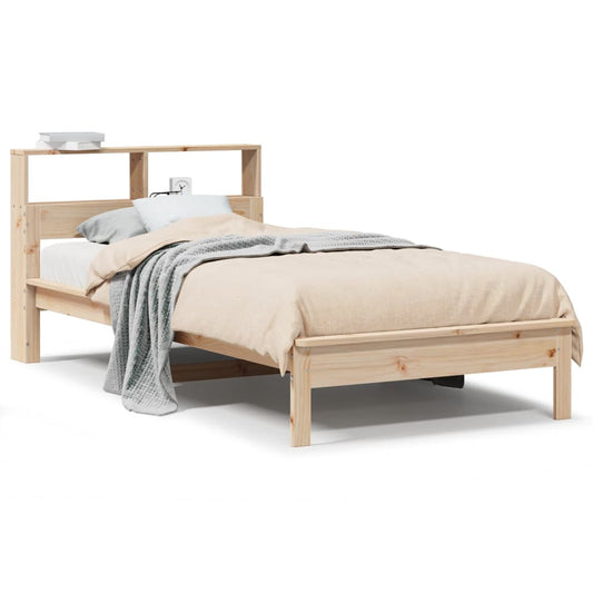 Bed Frame without Mattress Solid Wood Pine Length 190 cm Natural 75 cm