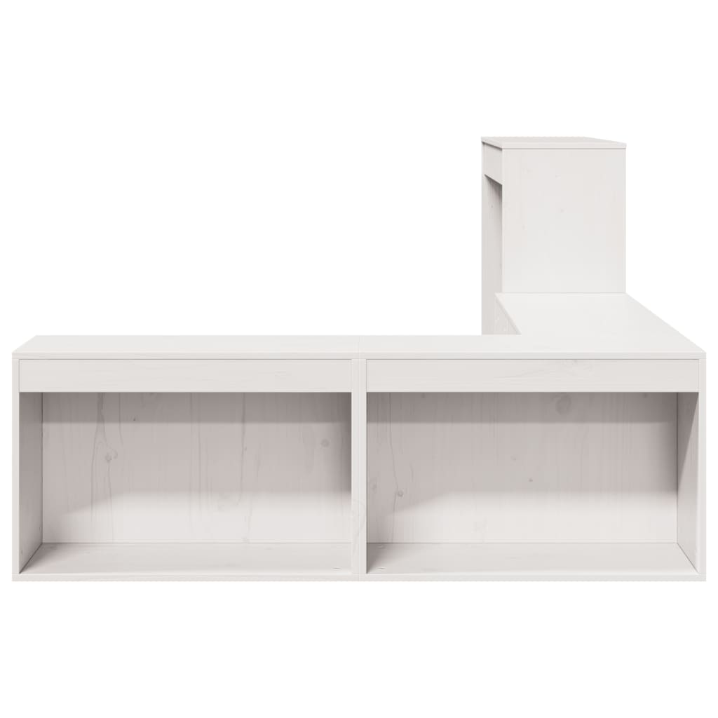 Bedside Cabinet with Desk Solid Wood Pine White 232 cm 122 cm