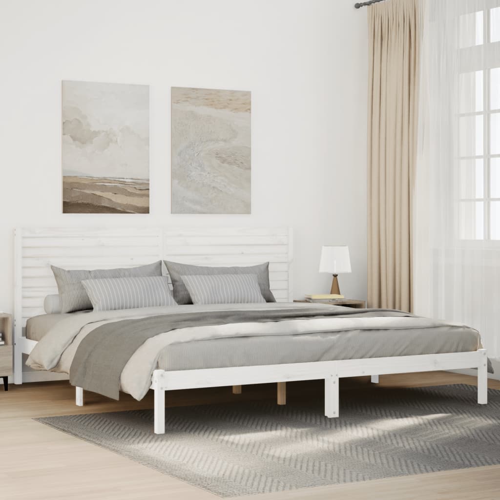 Extra Long Bed Frame without Mattress Solid Wood Length 210 cm White 200 cm