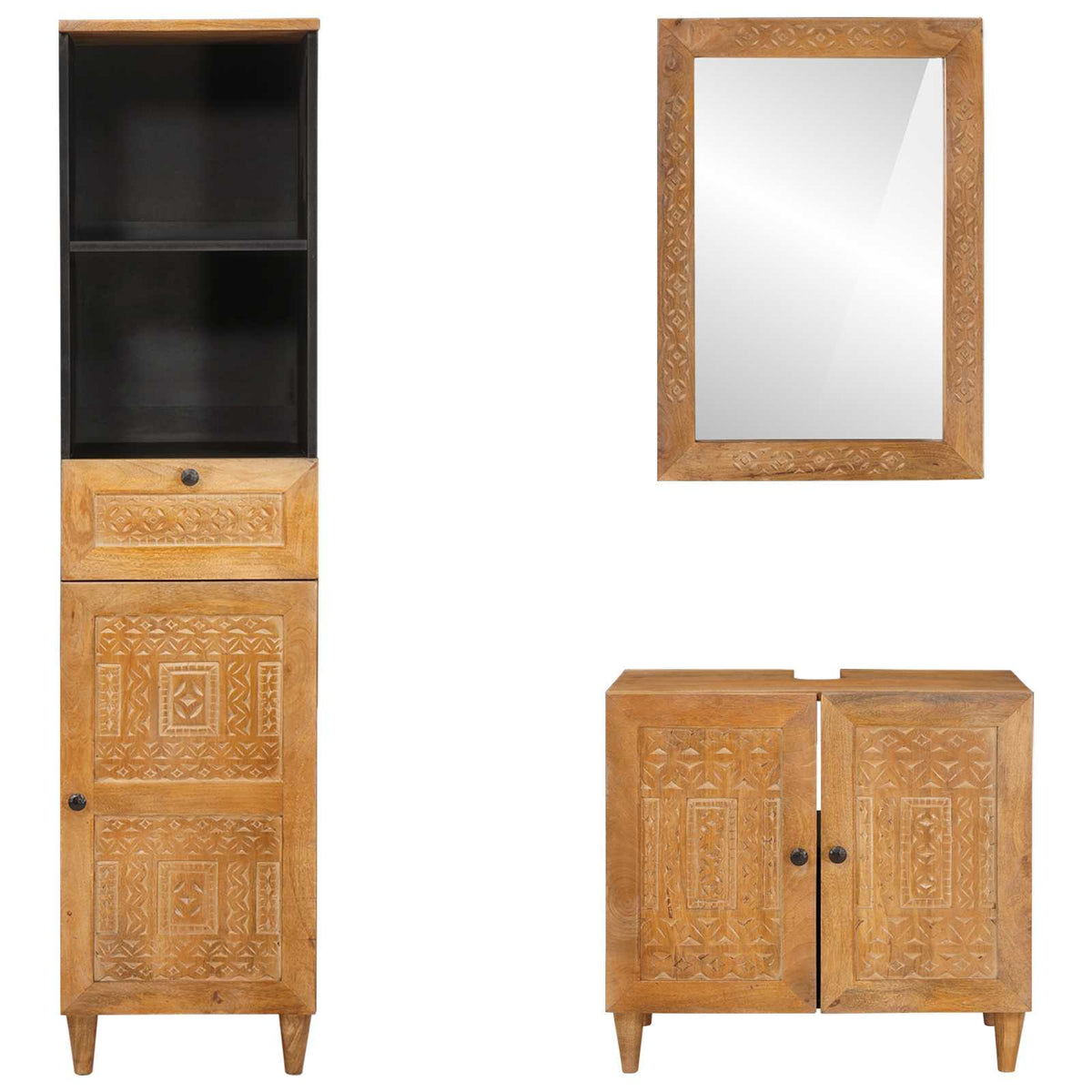 vidaXL Bathroom Furniture Set 3 pcs Brown Engineered Wood 6