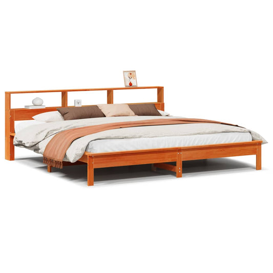 Bed Frame without Mattress Solid Wood Pine Length 200 cm Wax brown 180 cm