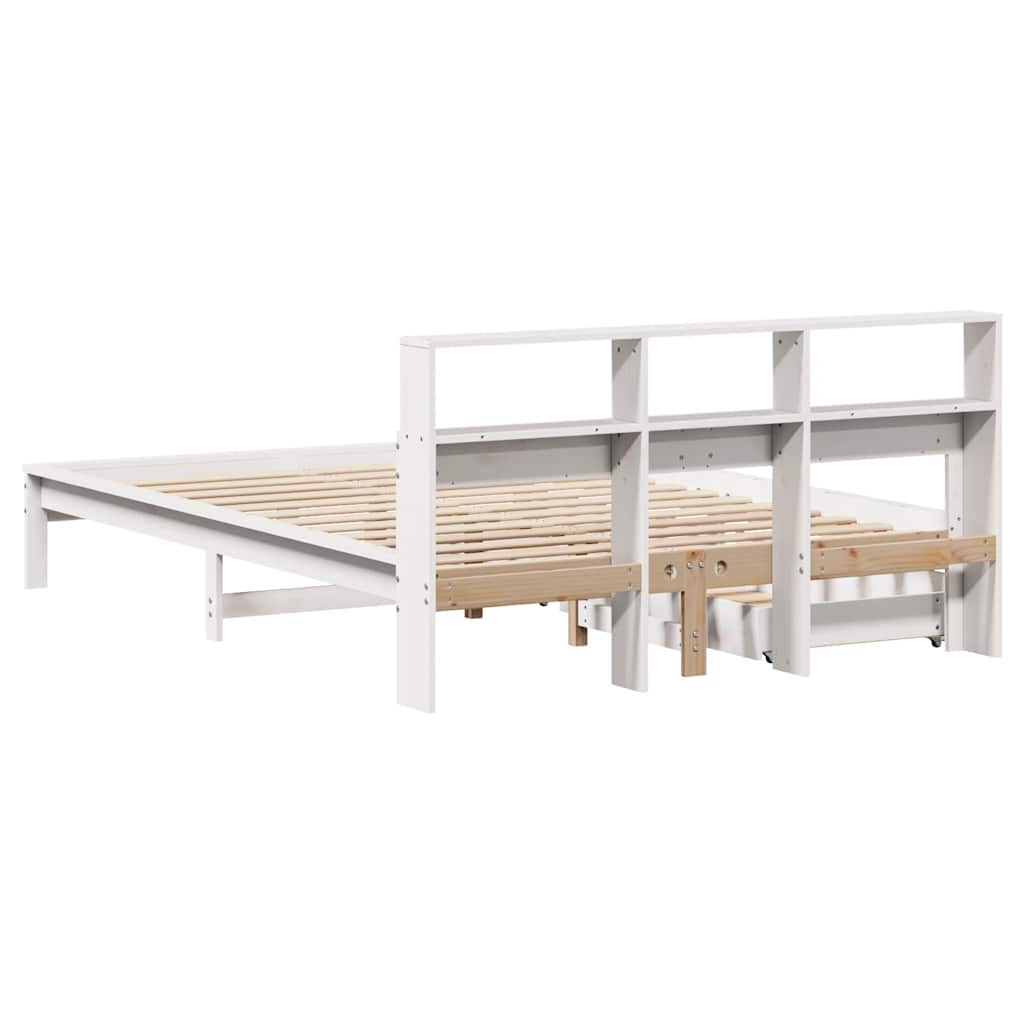 vidaXL Bookcase Bed without Mattress White 150x200 cm Solid Wood Pine 6