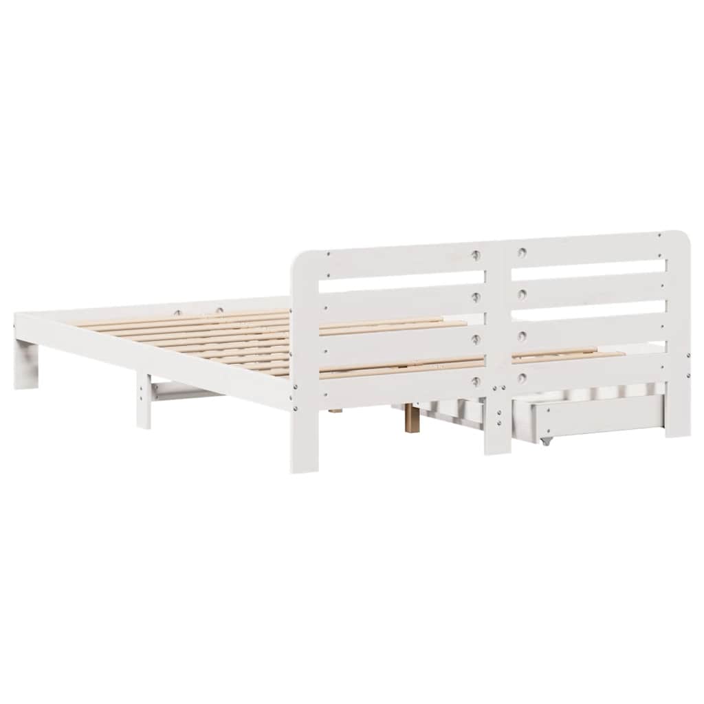 vidaXL Bed Frame without Mattress White 135x190 cm Solid Wood Pine 6