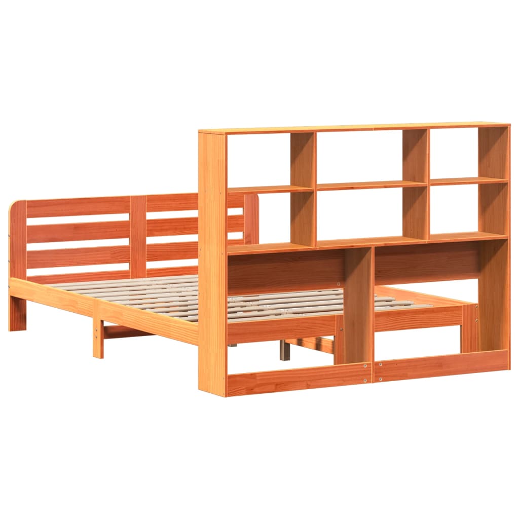 vidaXL Bed Frame without Mattress Wax Brown 150x200 cm King Size Solid Wood Pine 6