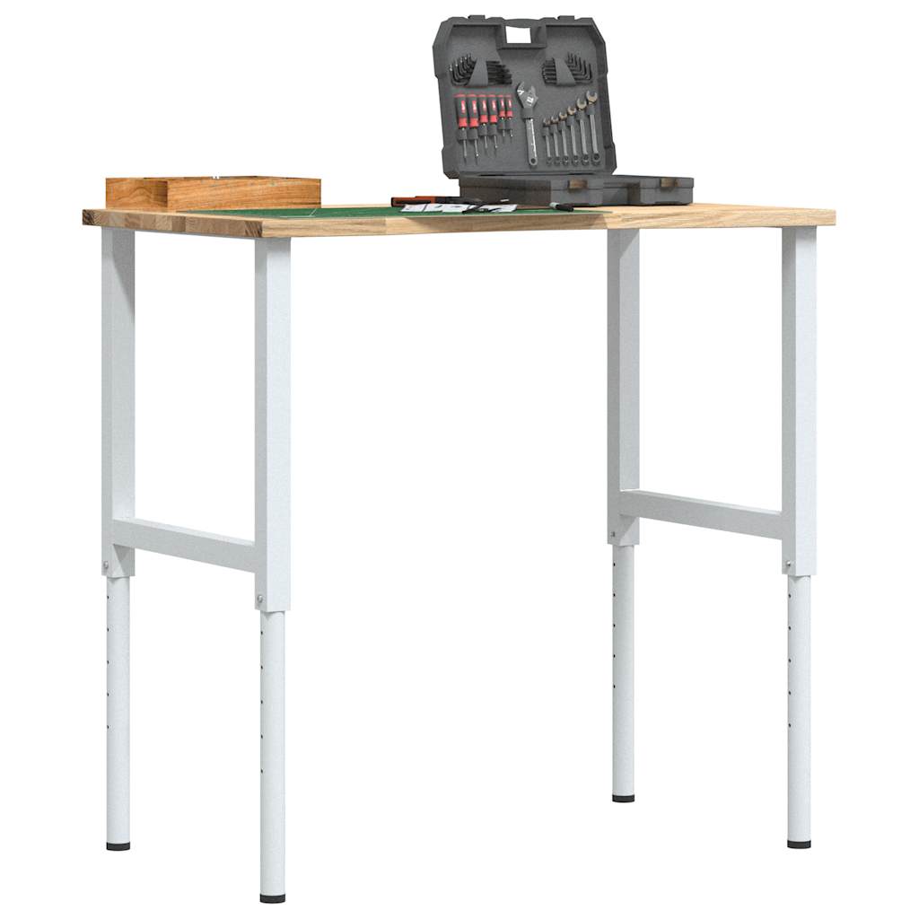 Workbench 80x60x(71,5-98) Solid Wood Oak White and natural 100 x 60 x (71.5-98) cm