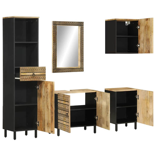 vidaXL 5 Piece Bathroom Furniture Set Solid Wood Mango 2