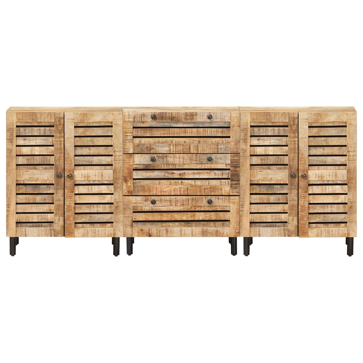 vidaXL Storage Cabinets 3 pcs 180 x 33 x 75 cm Solid Mango Wood 6