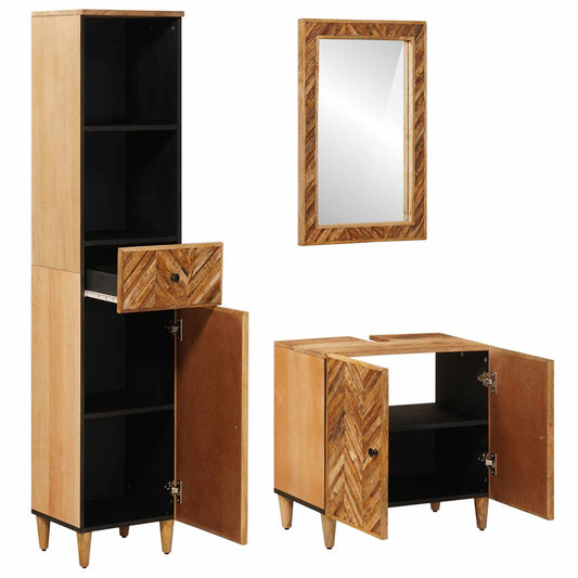 vidaXL Bathroom Cabinet Set 3 pcs Solid Mango Wood 2