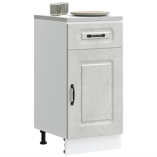 Kitchen Base Cabinet "Kalmar" Engineered Wood Concrete Grey 1x bottom cabinet (1 door 1 drawer) 40 cm wide 81.5 cm high