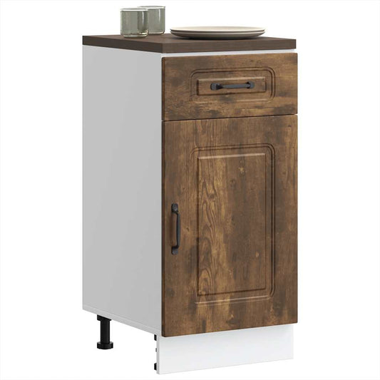 Kitchen Base Cabinet "Kalmar" Engineered Wood Smoked Oak 1x bottom cabinet (1 door 1 drawer) 40 cm wide 81.5 cm high