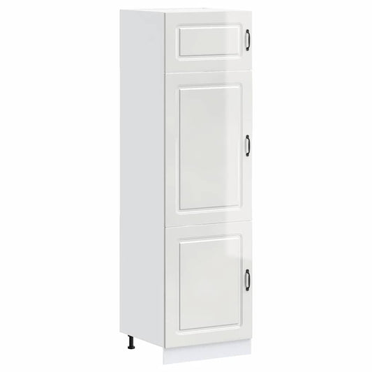Kitchen Base Cabinet "Kalmar" Engineered Wood High gloss white 1x bottom cabinet (1 door 1 drawer) 30 cm wide 81.5 cm high–1x wall cabinet (1 door) 30 cm wide 100 cm high 1x cupboard 60 cm wide 207 cm high