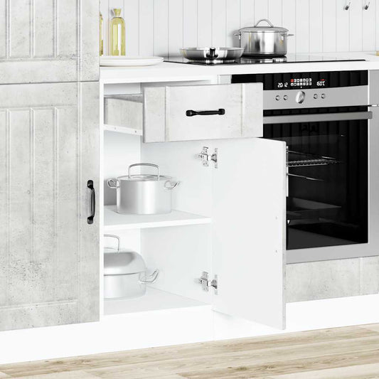 Kitchen Base Cabinet "Lucca" Engineered Wood Concrete Grey 1x bottom cabinet (1 door 1 drawer) 40 cm wide 81.5 cm high