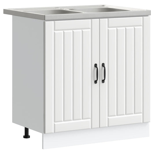 vidaXL Sink Base Cabinet Lucca 2 pcs White Engineered Wood 2