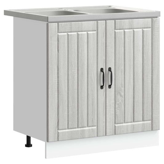 vidaXL Sink Base Cabinet Lucca 2 pcs Grey Sonoma Engineered Wood 2