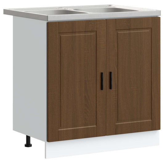 vidaXL Sink Base Cabinet Porto 2 pcs Brown 80 x 46 x 81.5 cm 2