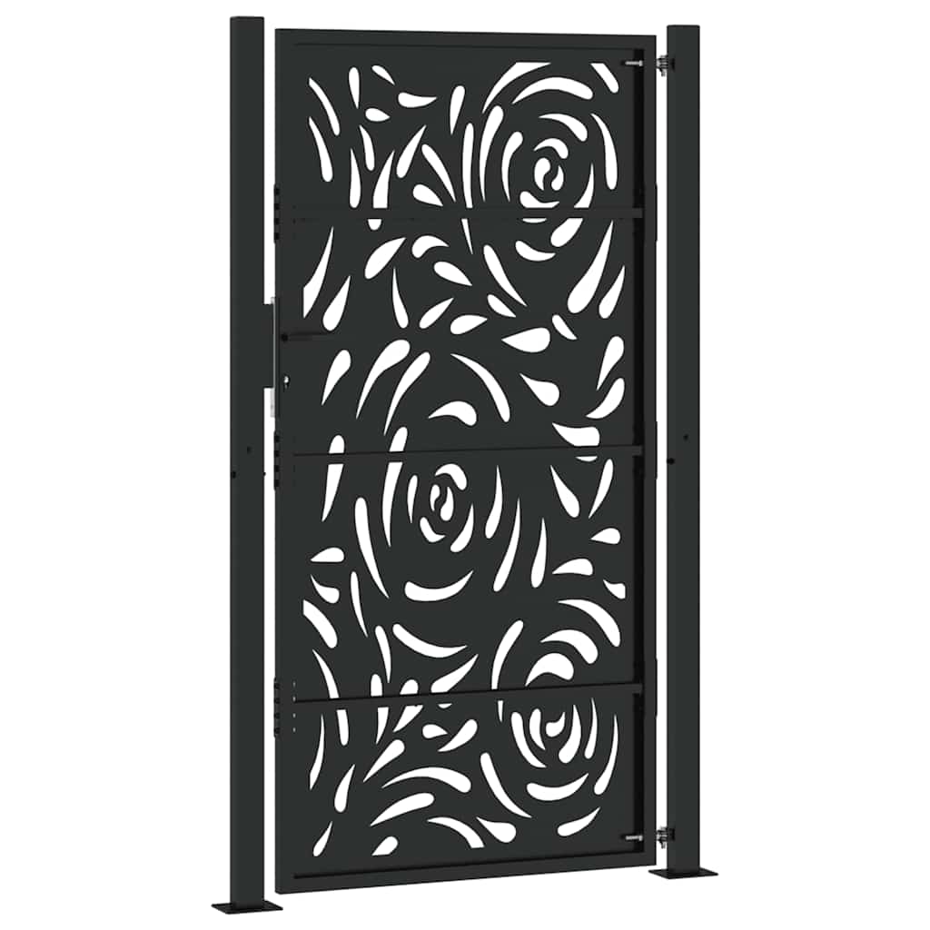 vidaXL Garden Gate Black 100x175 cm Steel Flame Design 6