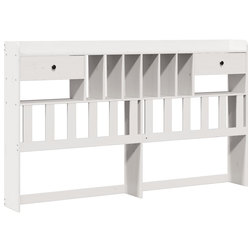 vidaXL Bookcase Bed without Mattress White 180x200 cm Super King Solid Wood Pine 6