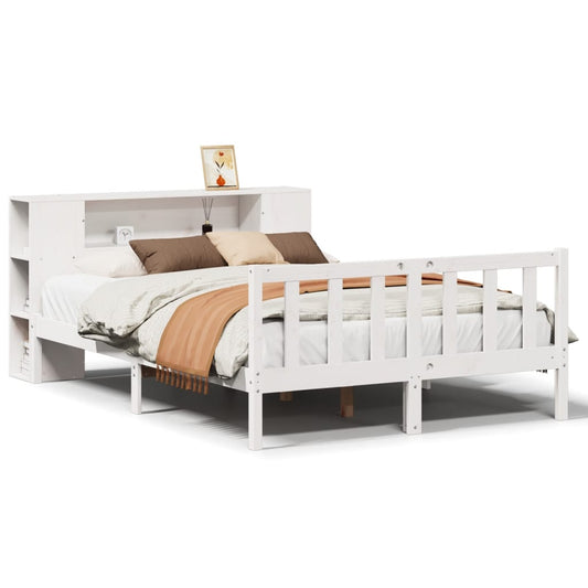 vidaXL Bookcase Bed without Mattress White 160x200 cm Solid Wood Pine 2