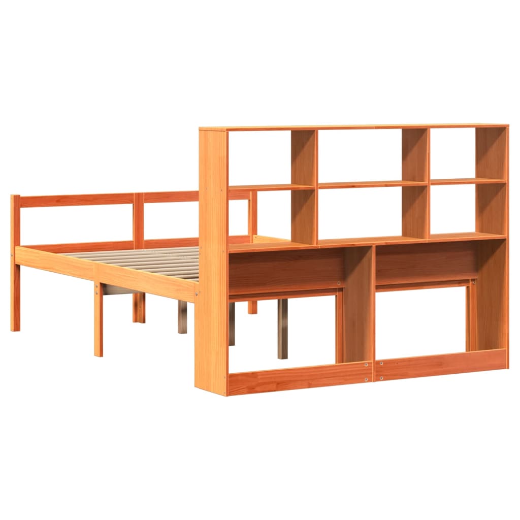 vidaXL Bookcase Bed without Mattress Wax Brown 140x190 cm Solid Wood 6