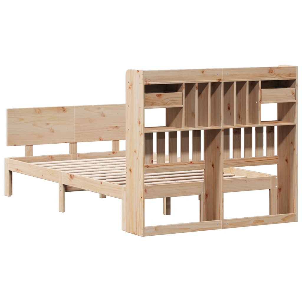 vidaXL Bookcase Bed without Mattress 135x190 cm Double Solid Wood Pine 6